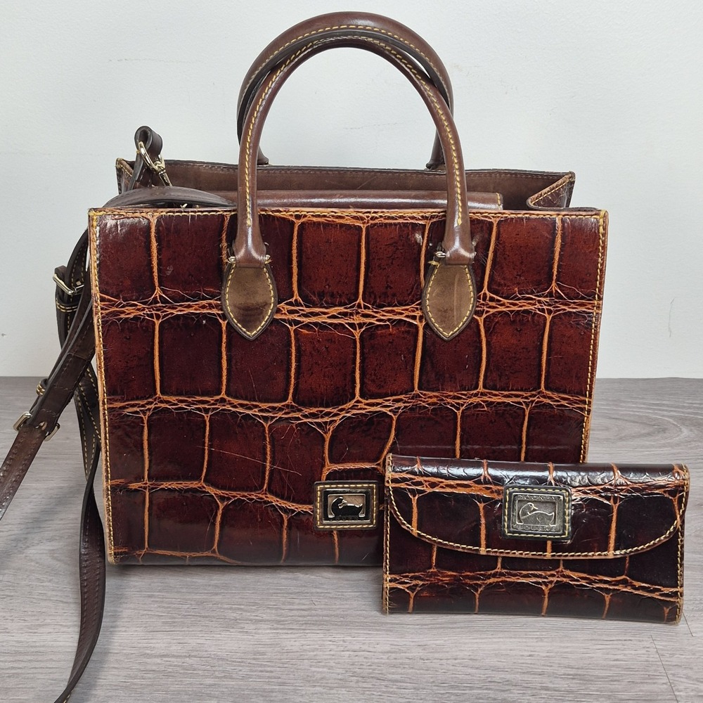Dooney & Bourke Janine Cognac Croc Embossed Leather Purse & Wallet